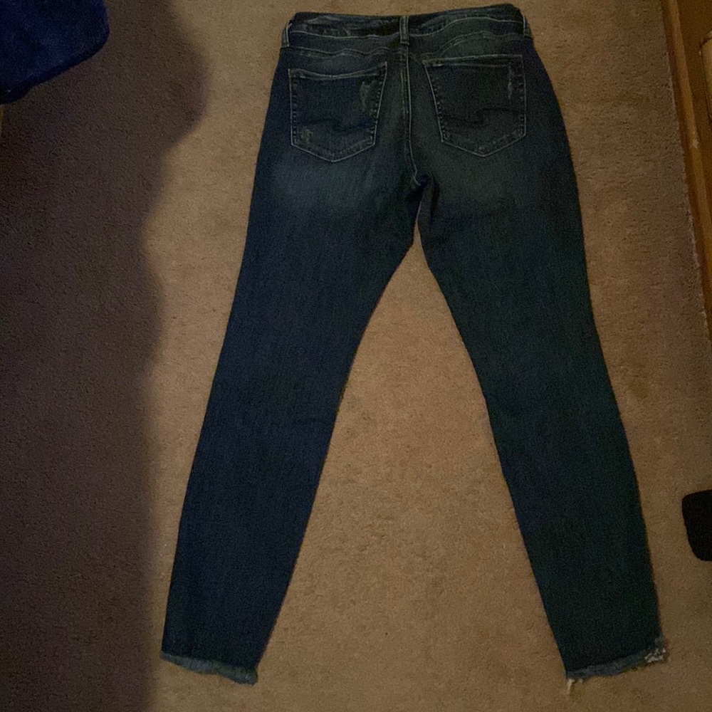Brand New Silver Jeans Distressed, Dark Wash, Cigarette Style with Stretch